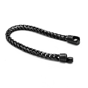 yunnique Black Distressed <b>Titanium</b> Steel Bracelet 210mm Magnetic Clasp Unisex Fashion <b>Chain</b> Bracelet - Product Image 3