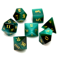 Ensemble de dés polyédriques HS 16 mm D20 en pierre œil de chat gris vert violet pour Donjons & Dragons RPG, emballé dans une boîte métallique