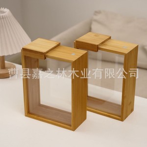 Caja de Almacenamiento de Cereales de Madera de Bambú, Rectangular, con Tapa Abatible, Color Natural, Contenedor de Alimentos para Cocina, Conservación de Frescura - Product Image 3