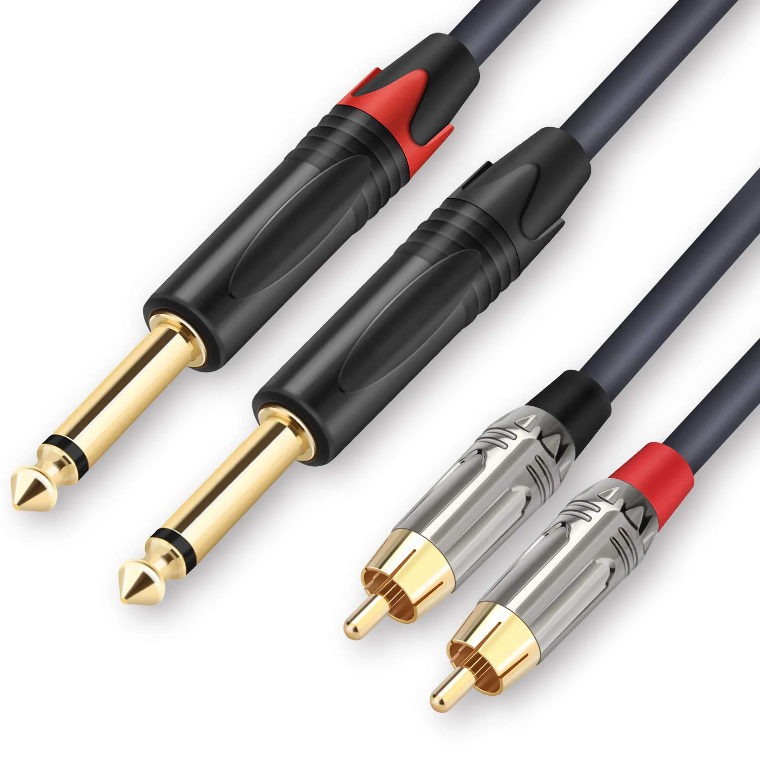 كابل رقعة كبل RCA إلى 1/4TS بشاشة RCA إلى 2 من الذكور RCA إلى 2 كابل ستيريو