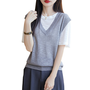 Haut ample d'été pour <span class=keywords><strong>femme</strong></span> avec motif solide T-<span class=keywords><strong>shirt</strong></span> de niche en <span class=keywords><strong>camouflage</strong></span> écologique et anti-boulochage - Product Image 5