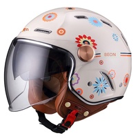Casco de Motocicleta BEON Vintage 3/4 con Doble Visera, Certificado 3C, Estilo Retro Abierto para Hombres y Mujeres, para Motocicleta Eléctrica y Scooter