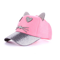 Cara de dibujos animados 5 paneles niños gorra de béisbol orejas de gato coreano sombrero de bebé Primavera Verano bebé niño niña sombrero bordado ajustable