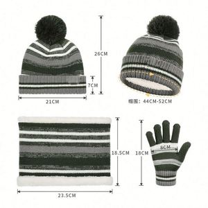 3Pcs Kid Winter <b>Beanie</b> Hat Circle Scarf Touchscreen Gloves Snow Knit Cap Warm Thick <b>Fleece</b> Lined Neck Warmer Set Gift - Product Image 2