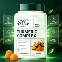 Gummies au curcuma OEM, formule 500 mg, absorption ultra-élevée, 60 capsules/flacon, complément alimentaire pour adultes, soutien des os et des articulations