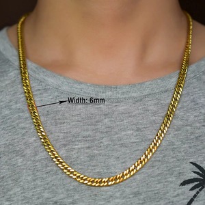 Collar Básico de Acero Inoxidable para Hombre, Cadena Cubana Miami de Eslabones Gruesos para Hombre y Mujer, Chapado en Oro, Gargantilla Punk, Joyería Metálica - Product Image 2