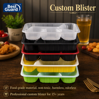 Barquette thermoformée personnalisée avec logo, emballage jetable en PP pour pain, boîte à bento micro-ondable à 5 compartiments pour plats à emporter