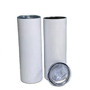 Warehouse American Style 20 Oz Straight Blanks Stainless Steel Cup Double Walled 20oz Skinny Sublimation Tumblers With Straw