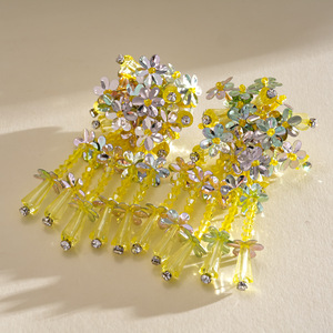 Kaimei 2027 <strong>Top</strong> New Design Fashion Jewelry Handmade Crystal Statement Sequins Yellow Flower <strong>Earrings</strong> Designs Beaded <strong>Earrings</strong> - Product Image 6