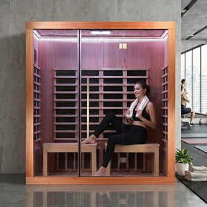 Sauna de Infrarrojos Lejanos para Interiores de 76 Pulgadas de Ancho, Cabina de Sauna Seca Espaciosa de Madera de Hemlock para 2 Personas con 15 Calentadores y Audio Bluetooth - Product Image 2