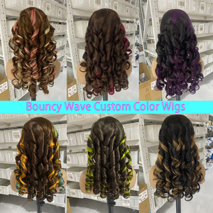Vente en gros 210% densité boucles rebondissantes perruques sans colle cheveux humains 5x5 fermeture en dentelle prédécoupée dentelle couches bouclés perruque cheveux indiens bruts - Product Image 6
