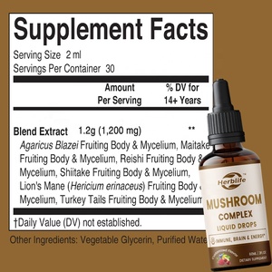 Private Label OEM Mushrooms Liquid Drops Complex <b>Lions</b> <b>Mane</b> <b>Supplement</b> with Turkey Tail Mushroom, Reishi, Shiitake - Product Image 2