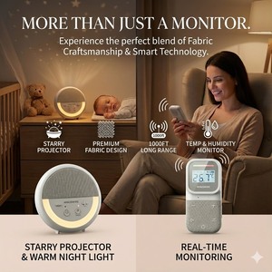 KT-270PB เครื่องตรวจจับเสียงเด็กพร้อมโปรเจคเตอร์ฉายดาว แสดงอุณหภูมิและความชื้น ระยะไกล 500 เมตร แบตเตอรี่แบบชาร์จได้ ขายส่ง - Product Image 4
