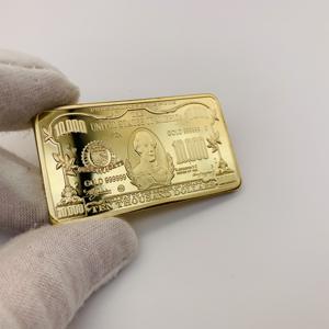 Металлический слиток «Денежный слиток десяти тысяч долларов» с позолотой, в стиле американского президентского купюры - Product Image 4
