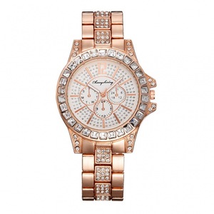 Montre sport en quartz classique avec cadran à aiguilles plaqué or, arc-en-ciel, CZ, trois yeux, montre de couple - Product Image 2
