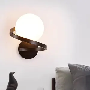 Lampu dinding dalam ruangan hitam putih, lampu Led bola dekorasi ruang tamu Modern untuk kamar tidur