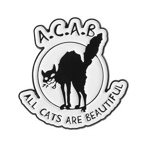 เข็มกลัดแมวสีดำการ์ตูนตลก (<span class=keywords><strong>ACAB</strong></span>) สวยงามทุกตัว  เข็มกลัดเคลือบสำหรับติดกระเป๋าเป้ ปกเสื้อ เครื่องประดับรูปสัตว์ ตรุษจีน - Product Image 2