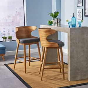 Modern Industrial New Wood <b>Stool</b> Kitchen Cafe Dining Chairs with Backrest for Restaurant Bar Hotel and Home Use (Set of 2) - Product Image 1