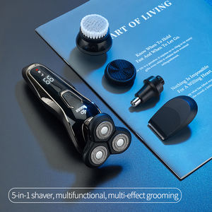 Tondeuse à barbe électrique <span class=keywords><strong>pour</strong></span> hommes chauves 3D, rechargeable, étanche IPX6, rotative, triple lame, 5 en 1, visage, corps, lavable, usage domestique - Product Image 4