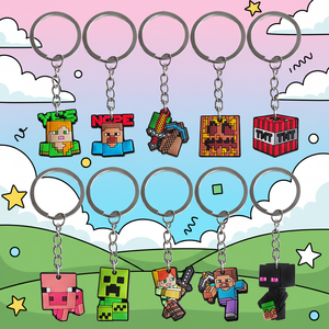 Porte-clés Lumineux Écologique Zeamor <span class=keywords><strong>Logo</strong></span> 2D 3D Dessin Animé Mignon Mineur Jeu Personnalisé Caoutchouc Minecrafts Pendentif Sac à Dos Cadeau - Product Image 5