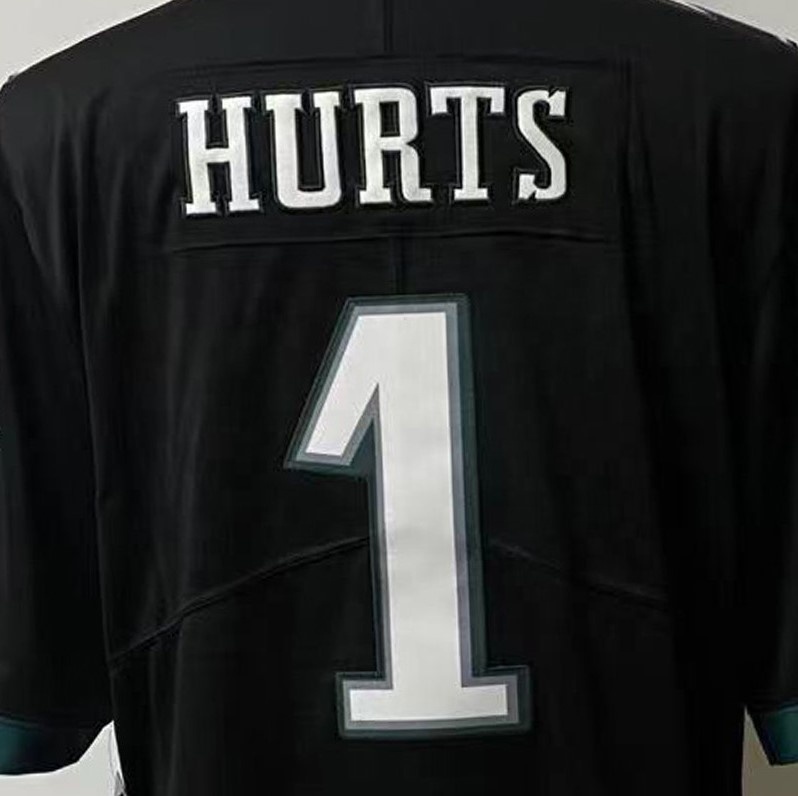 Jalen болит, черный, лучшее качество, сшитая, американский футбол, джерси