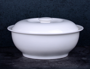 Ustom-cuenco de cerámica grande para sopa, cuenco blanco con tapa y cuchara para Cena - Product Image 6