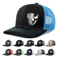 Casquette de camionneur pour homme à impression numérique personnalisée, 6 panneaux, en coton et maille, réglable, respirante, pour Halloween, fête, sport en plein air