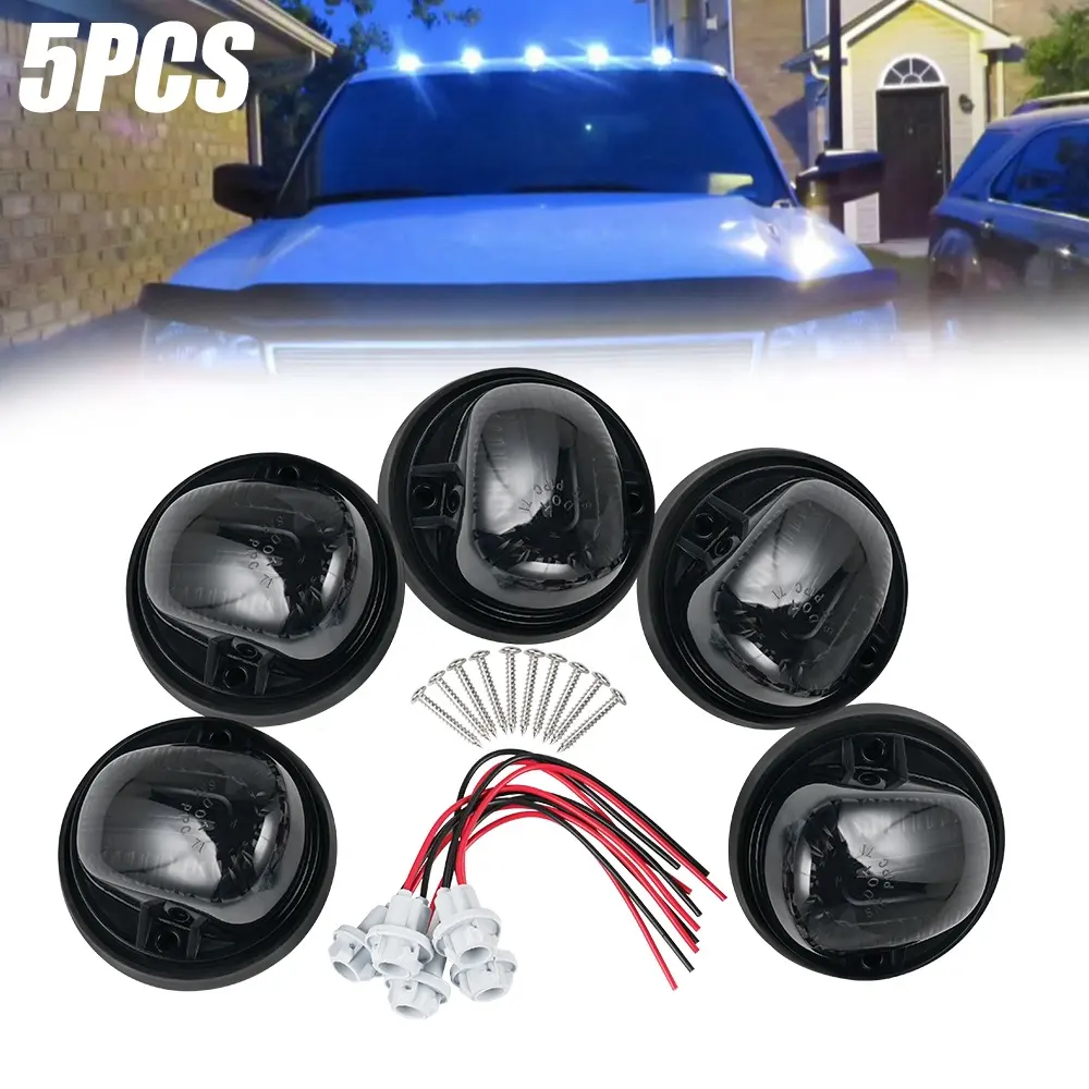 Bevinsee White DRL Roof Smoked Lens LED Truck Cab Lights Roof Lights Clearance Marker Top Lamp Running Lights For Pickup