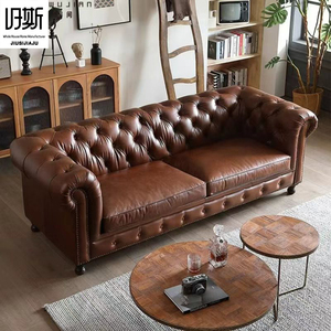 Canapé Chesterfield en cuir huilé <span class=keywords><strong>vintage</strong></span>, capitonné et vieilli, en cuir véritable pour salons et clubs - Product Image 4
