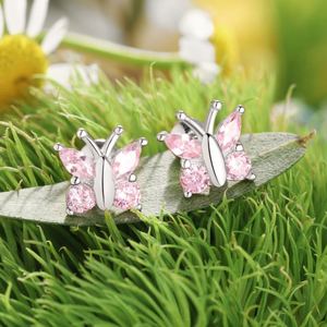 Dylam New Arrival Hypoallergenic Nickel Free 925 Sterling <b>Silver</b> Kid Children Oval 5A CZ Cubic Zirconia Butterfly <b>Stud</b> Earrings - Product Image 3