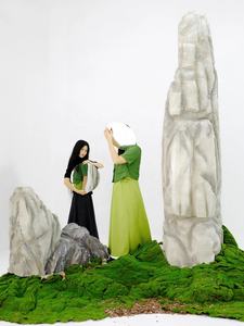 Simulation créative de gazon mousse souple Décoration murale de fenêtre en plastique <span class=keywords><strong>vert</strong></span> Aménagement de paysage souple de type herbe unique - Product Image 4