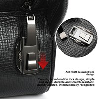 Pochette antivol en cuir pleine fleur avec serrure à code - Trousse de toilette de voyage en cuir véritable pour homme - Accessoire essentiel