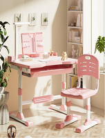 Ensemble de bureau et chaise ergonomiques réglables pour enfants, pour la maison et l'école, avec rangement et bureau inclinable