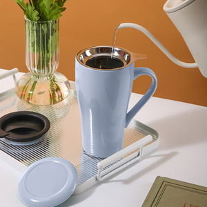 Tazze da <span class=keywords><strong>Caffè</strong></span> in Ceramica Personalizzate da 17 Once con Ampio Manico ad Anello e Infusore per Tè - Product Image 1