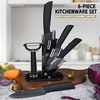 Professionnel 6 pièces en céramique noire Chef Paring couteau utilitaire ensemble couteaux de cuisine en acier inoxydable faits à la main éplucheur outil de coupe