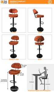 Venta directa de fábrica de taburetes de Bar giratorios naranjas para cocinas, Taburetes de Bar gruesos al por mayor con respaldos para encimeras - Product Image 3