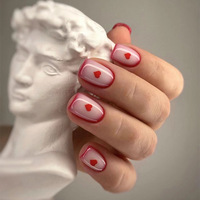 Ongles pressés pour la Saint-Valentin, ABS, personnalisés, faux ongles rouges, couverture complète, ongles artificiels, emballage de 24 pièces