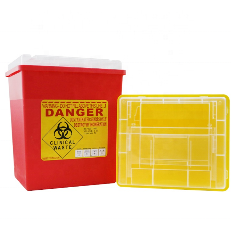 Самая низкая цена, одноразовый медицинский пластиковый острый контейнер для биологической опасности 8 л