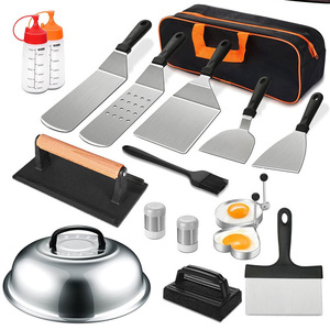 Lisen Outdoor Camping 17-Piece Stainless Steel BBQ Griddle Accessories Multi-Function Non-Stick Heat Resistant Tool Set <b>Brush</b> - Product Image 1
