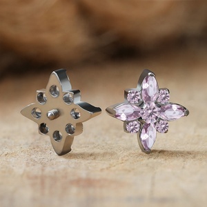 Giometal ASTM F136 Piercing en titane, bijou de corps pour piercing d'oreille hélix, avec gemmes en <span class=keywords><strong>grappe</strong></span> marquise et embout supérieur fileté interne - Product Image 3