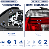 Conjunto de Luz Trasera para BMW Serie 5 E39, OE 63216900528 63216900527, Enchufar y Usar, Ajuste Directo, 520i 525i 530i 540i M5