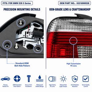 Conjunto de Luz Trasera para <span class=keywords><strong>BMW</strong></span> Serie 5 E39, OE 63216900528 63216900527, Enchufar y Usar, Ajuste Directo, 520i 525i 530i 540i <span class=keywords><strong>M5</strong></span> - Product Image 4