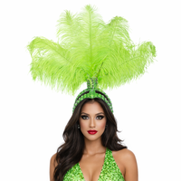 Accessoires de spectacle pour carnaval et défilés, spectacles de scène et de danse : Bandeau et coiffe en plumes d'autruche et paillettes