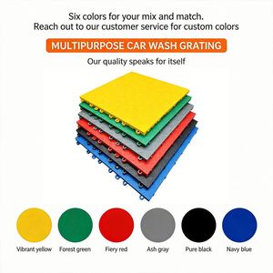 Dalles de sol en plastique emboîtables carrées texturées antidérapantes imperméables pour garage, abri, intérieur – Tapis de sol modulaires colorés - Product Image 2