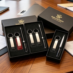 Idées de cadeaux d'entreprise personnalisés, cadeaux promotionnels, cadeaux en cuir pour événements professionnels, prix de gros, porte-clés personnalisé avec logo, ensemble stylo - Product Image 2