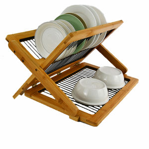 Portapiatti <span class=keywords><strong>in</strong></span> <span class=keywords><strong>legno</strong></span> di bambù stendino porta utensili, scolapiatti per cucina sopra lavello piccolo regolabile - Product Image 4