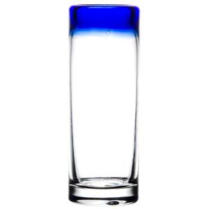 Verre à vin mexicain artisanal, 2 oz, avec bordure bleue en Cobalt, artisanal, réutilisable - Product Image 1