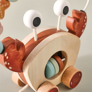 Cubo de actividades sensoriales Montessori de madera con laberinto de cuentas de cangrejo, coche de empuje, <span class=keywords><strong>juguete</strong></span> para bebés y niños pequeños, bloques de construcción ecológicos sin BPA - Product Image 4