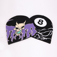 Gorro de Punto Jacquard con Diseño de Calavera y Llamas, Estilo Hip Hop Y2K, Personalizable con Logotipo, Unisex, Venta al Por Mayor, Alta Calidad