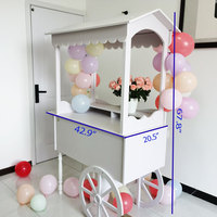Chariot de Présentation Pliable en Bois, Métal Doré et PVC, avec Roues, pour Fleurs et Bonbons, Vente en Gros, Idéal pour Décoration de Fêtes